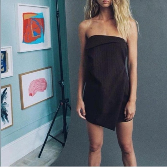 ZARA STRAPLESS PINSTRIPE DRESS - NWT - Picture 4 of 5